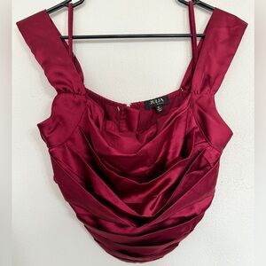 Medium Julia By Love J Burgundy Satin Sleeveless Top